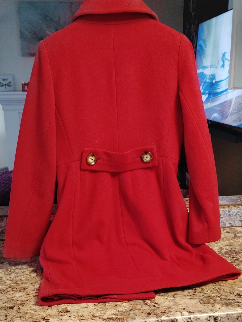 Michael Kors Red Wool Blend Portrait Collar Peacoat / Coat | Size 4 Like New - Picture 6 of 6